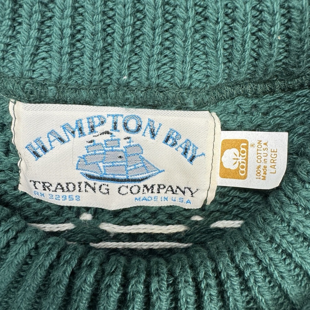 Vtg Hampton‎ Bay Sweater Mens L Birdseye Ski Knit Grandpa Fisherman USA Textured - Picture 4 of 8